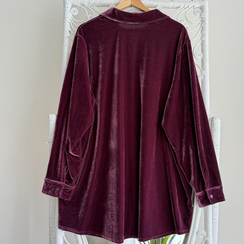 Soft Surroundings Tunic Shirt 3X Velvet Button Up Boyfriend Whimsigoth Romantic - Picture 3 of 6
